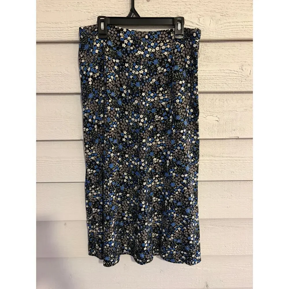 Christopher & Banks Blue Floral Midi Skirt Size 10 Women Cottagecore Boho - Picture 5 of 5